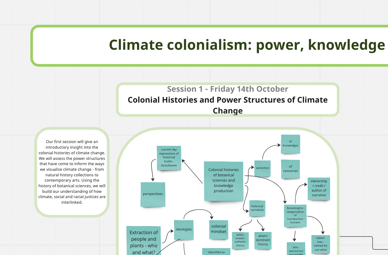 a screenshot of a digital mindmap from a seminar on colonial power and environmental issues
